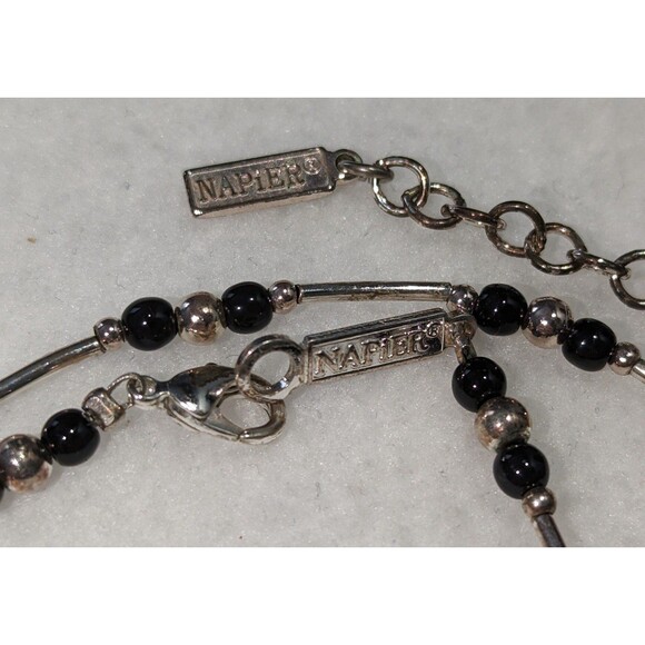 Napier Necklace and Bracelet in Silver and Black - Picture 3 of 9